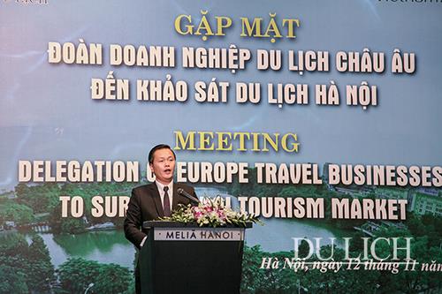 Giám đốc Sở Du lịch Hà Nội Trần Đức Hải phát biểu tại hội thảo